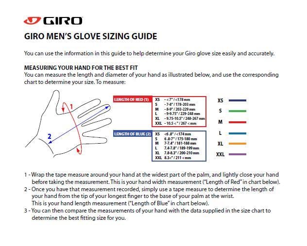 Giro Gloves Size Chart