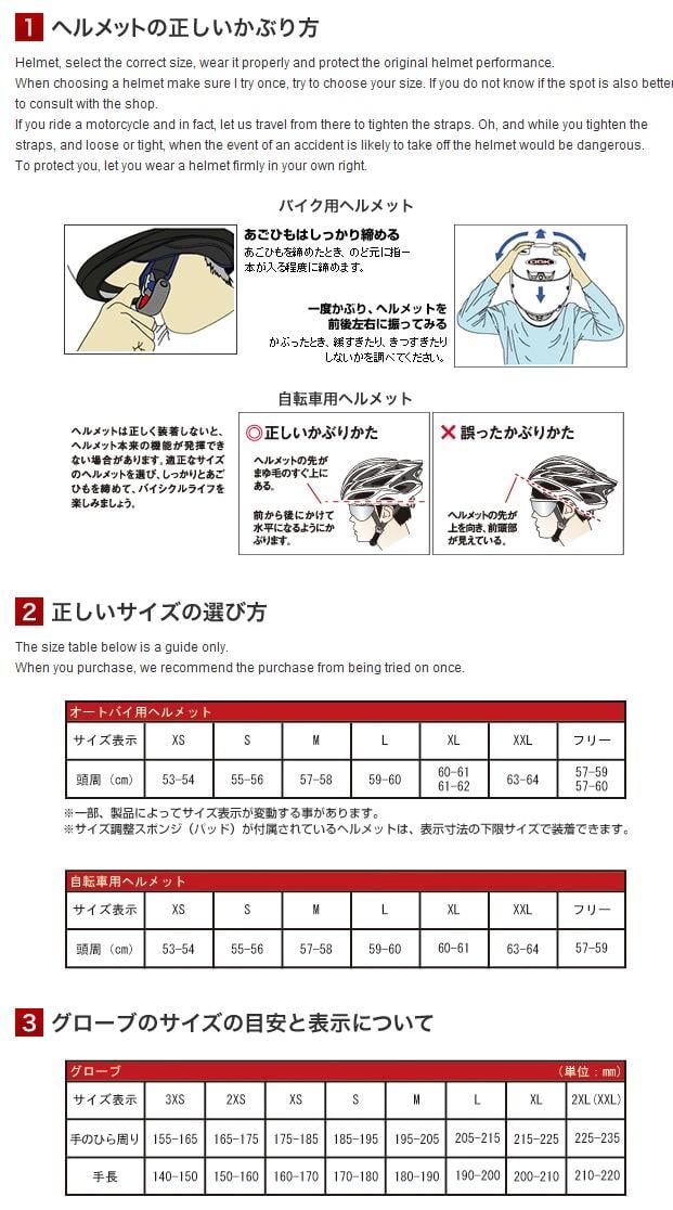 Cycle Helmet Size Chart