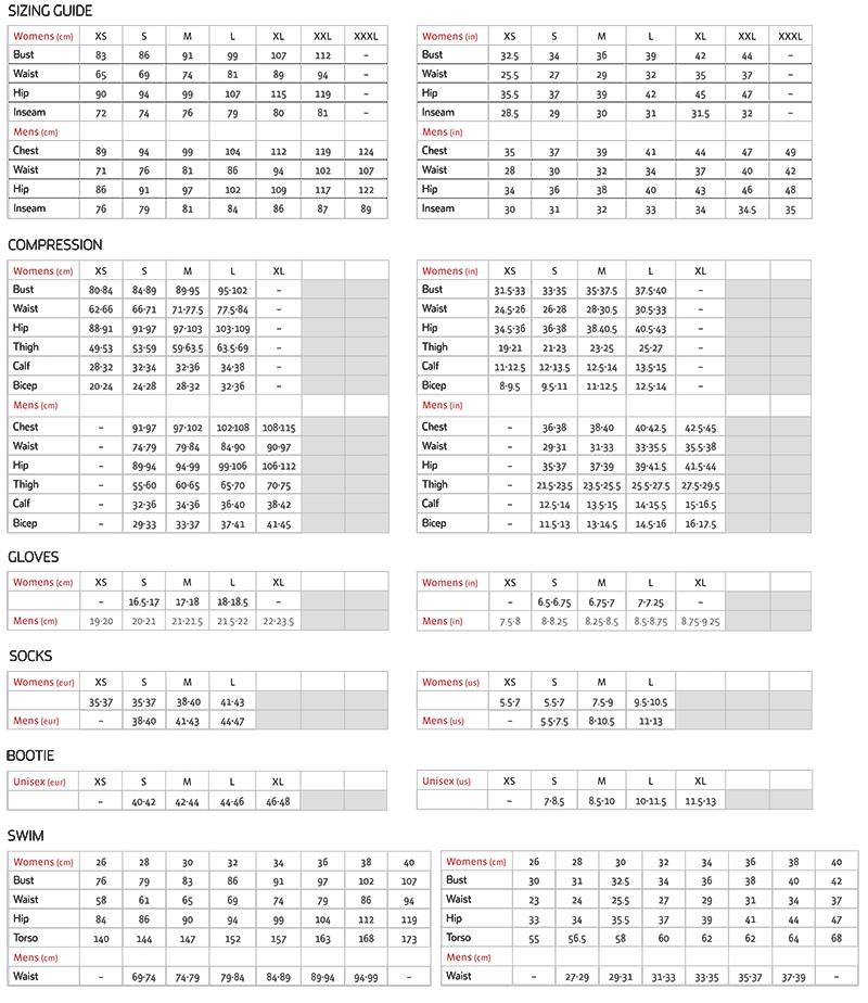 Sugoi Size Chart